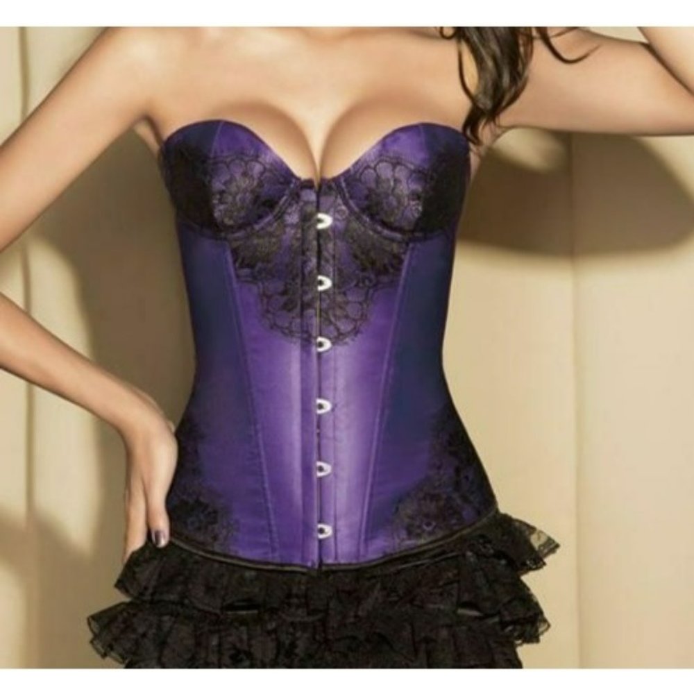 Satin & Mesh Lace trim bustier multiple colors‎ NEW